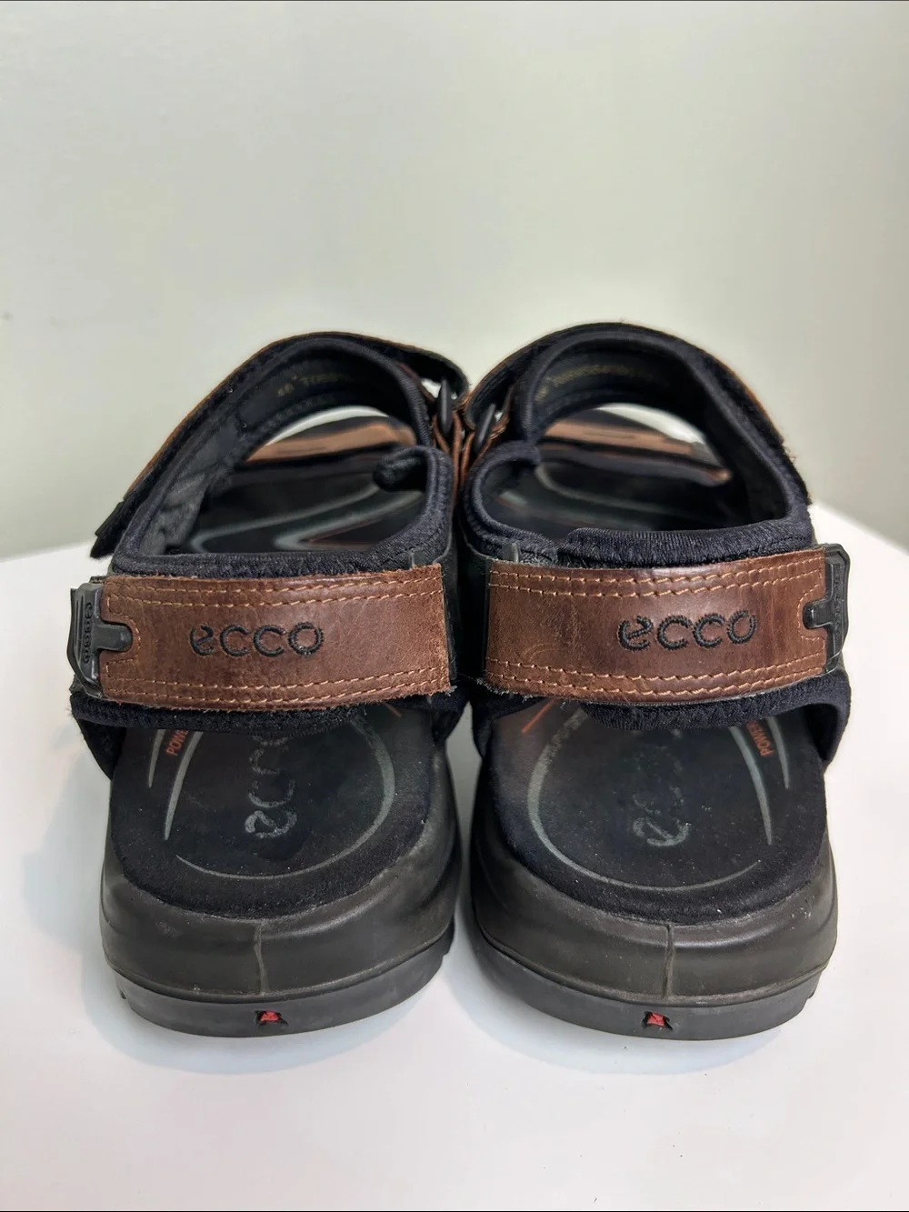 ECCO Receptor Mens 46 Brown Leather Sport Sandals Hiking Outdoor Adjustable